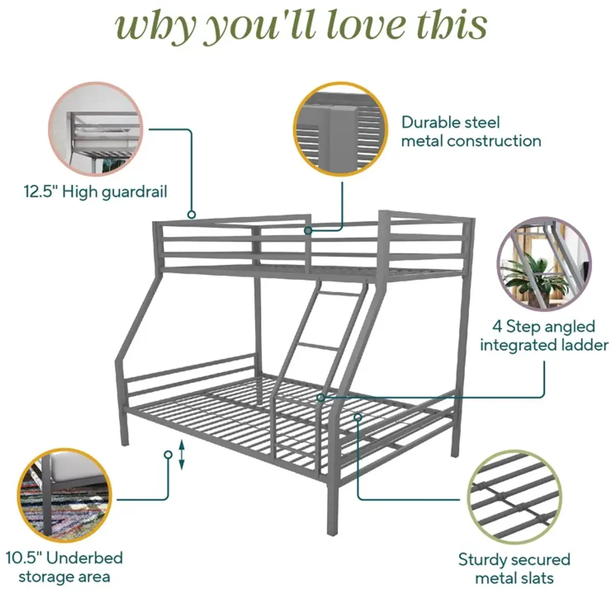 Novogratz Maxwell Metal Bunk Bed