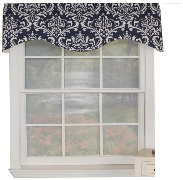 Ozbourne Cornice Syel 3" Rod Pocket Valance 50" x 17" Navy by RLF Home