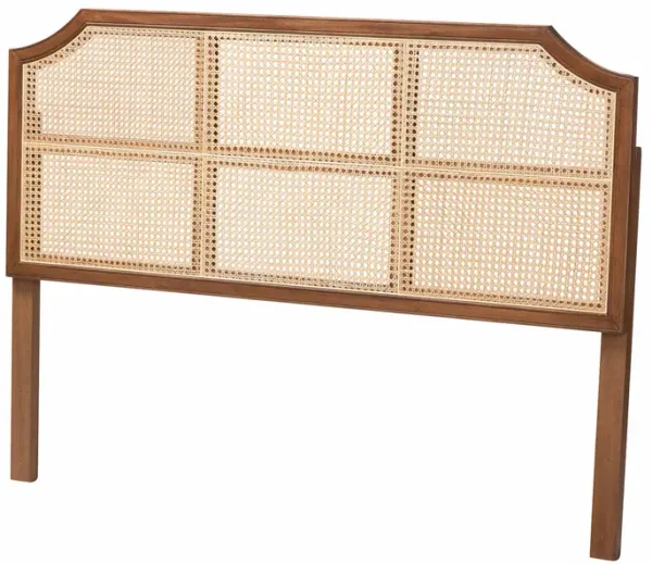 Baxton Studio Hermine Bamboo Woven Headboard - Solid Wood Bed Backrest Panel with Curved Top, Boho Coastal Bed Accent, Queen Size