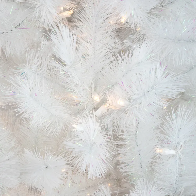 6.5' Pre-Lit White Alaskan Pine Artificial Christmas Tree  Warm White LED Lights