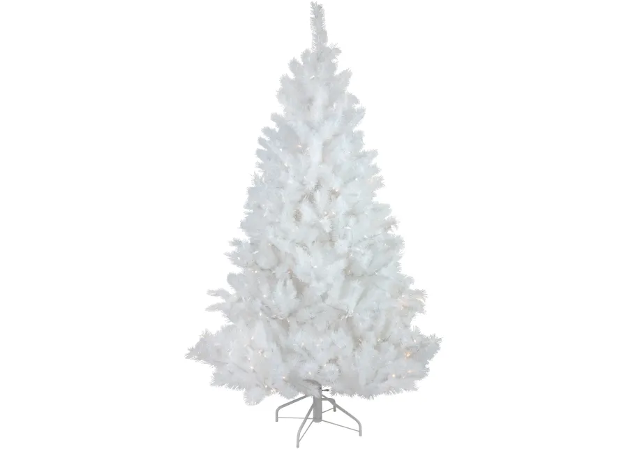 6.5' Pre-Lit White Alaskan Pine Artificial Christmas Tree  Warm White LED Lights