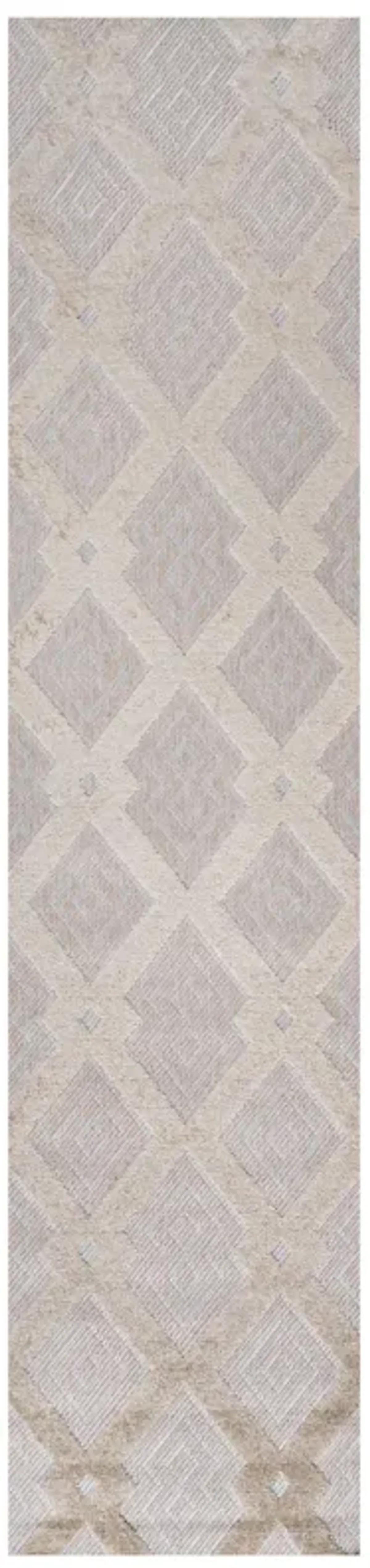 Duwun High-Low Pile Ogee Trellis Tone On Tone Indoor/Outdoor Area Rug