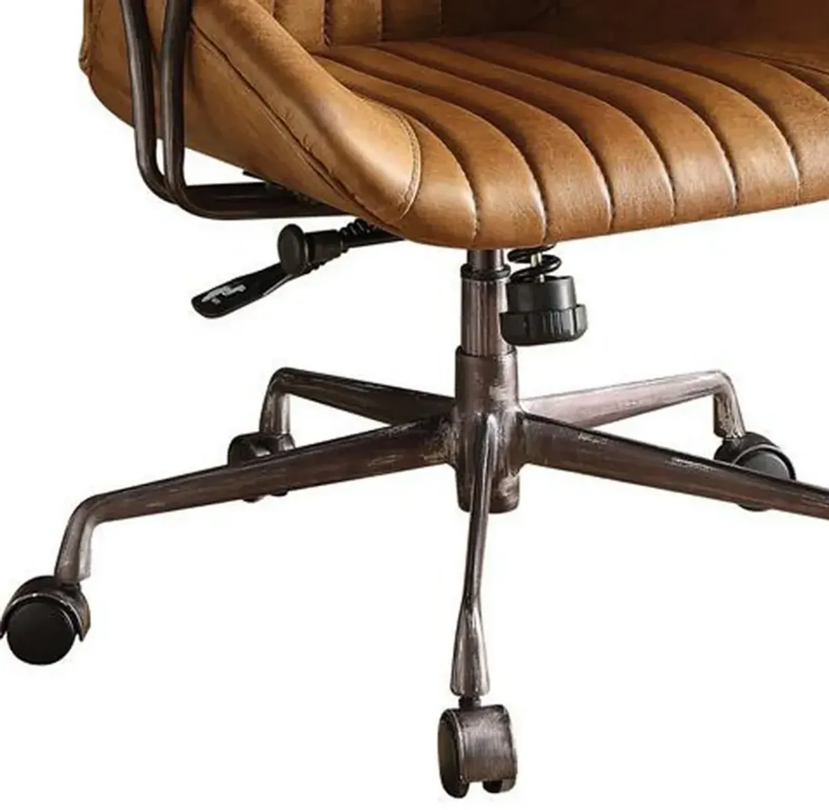 Metal & Leather Executive Office Chair, Coffee Brown-Benzara