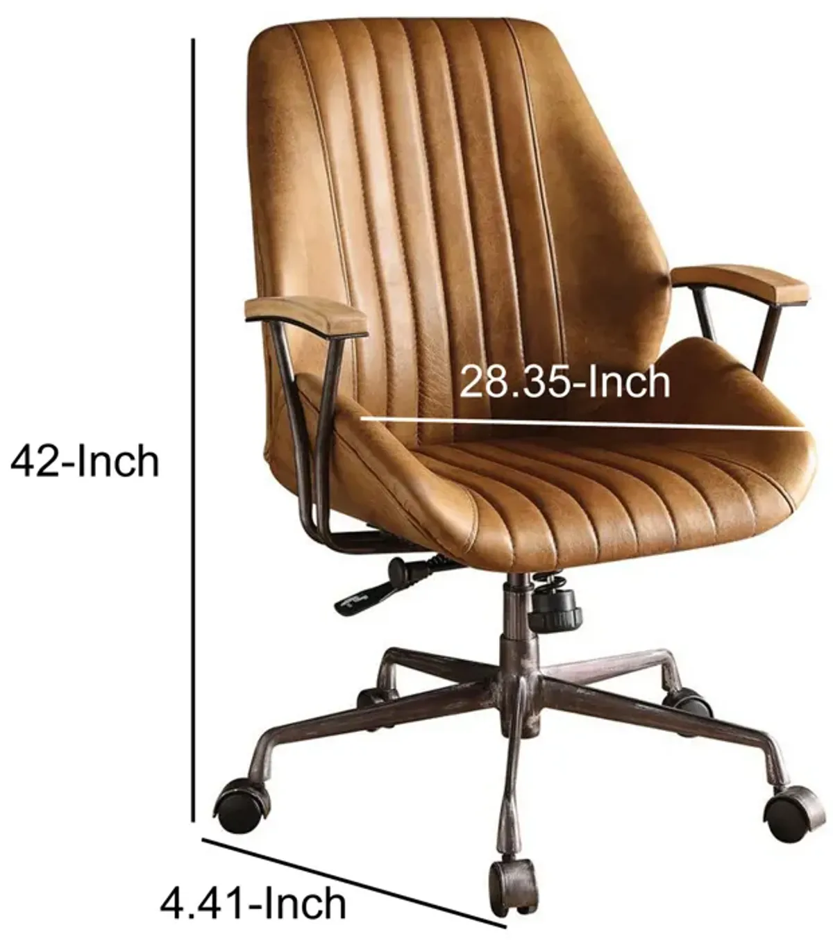 Metal & Leather Executive Office Chair, Coffee Brown-Benzara