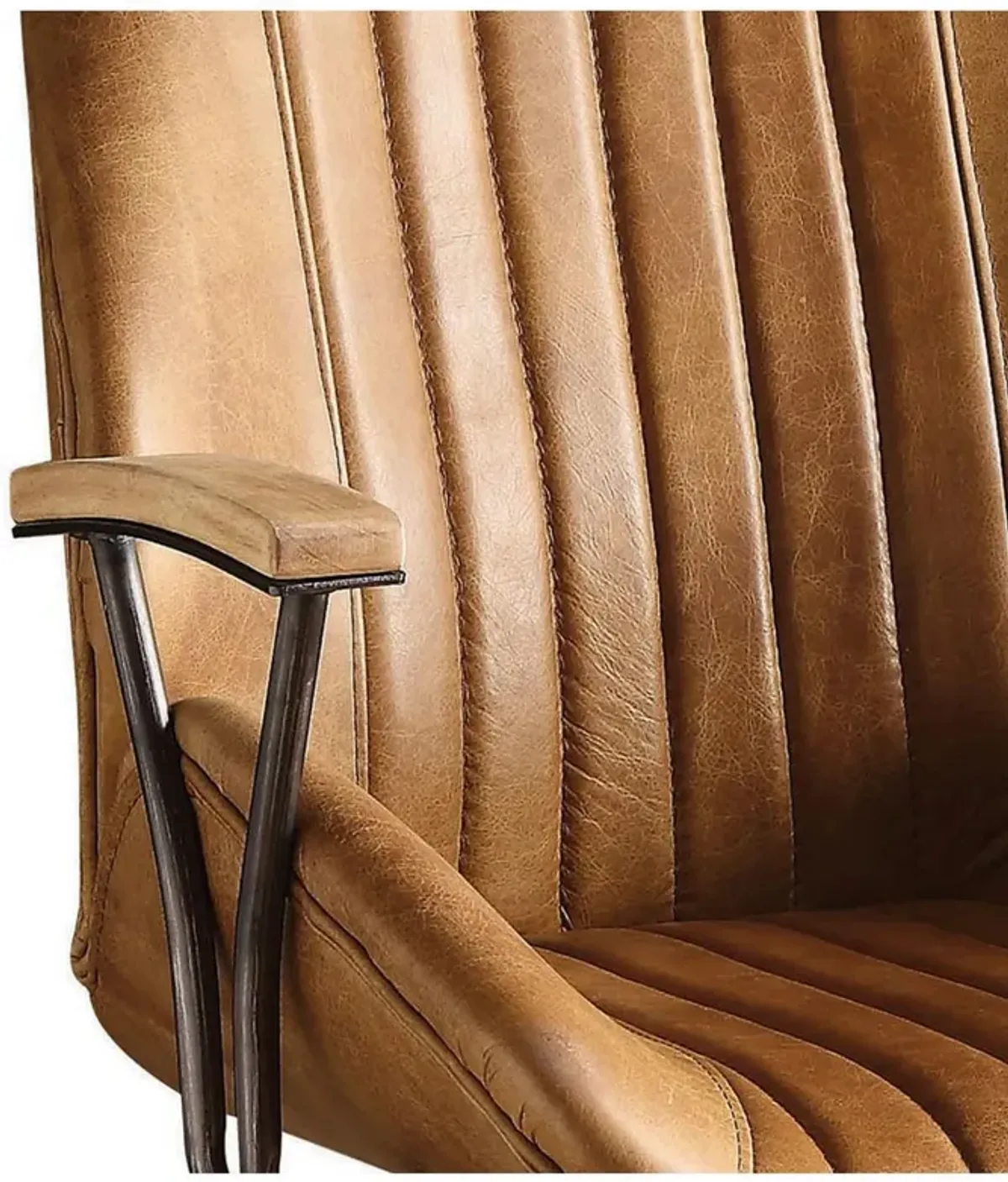 Metal & Leather Executive Office Chair, Coffee Brown-Benzara