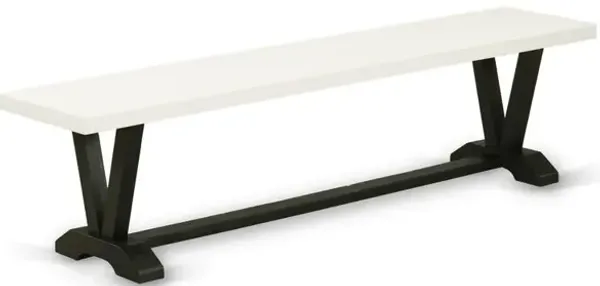 East West Furniture V-Style Mid Century Modern Dining Bench with Wooden Seat, 72x15x18 Inch, VB627