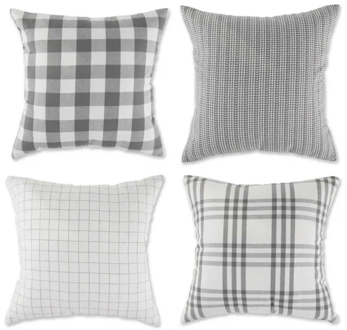 Set of 4 Gray Farmhouse Check Throw Pillow Covers 18"