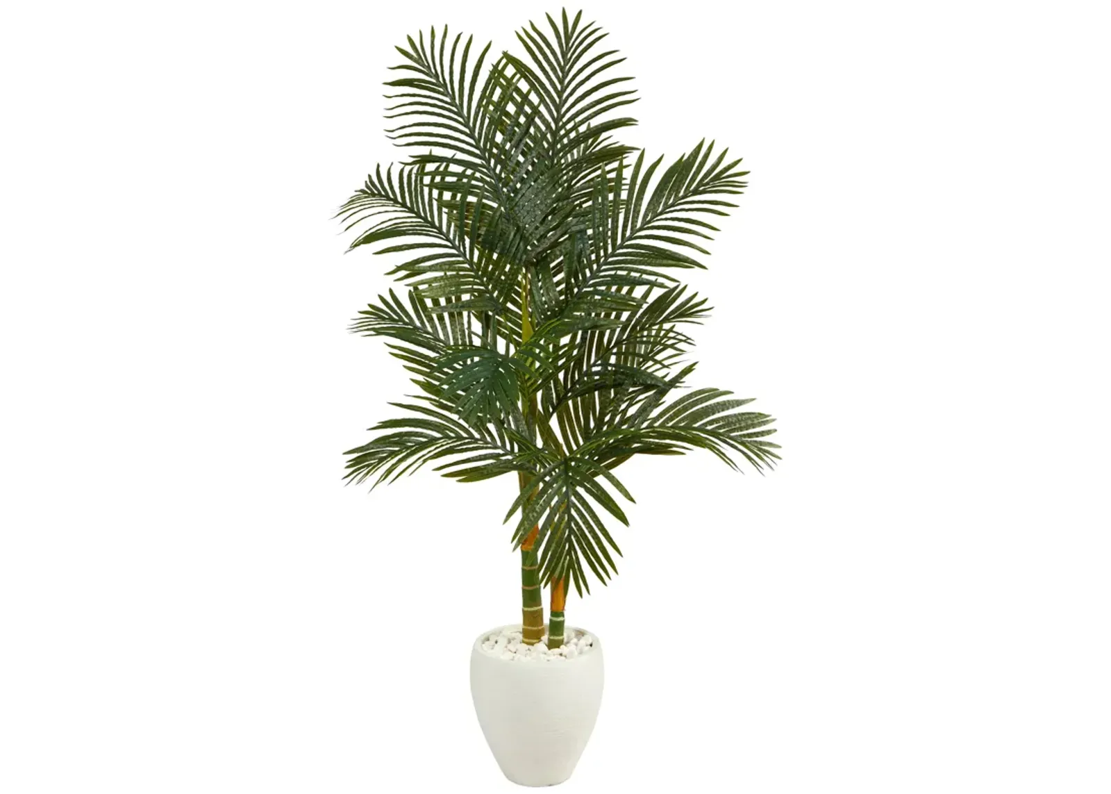 HomPlanti 5.5 Feet Golden Cane Artificial Palm Tree in White Planter