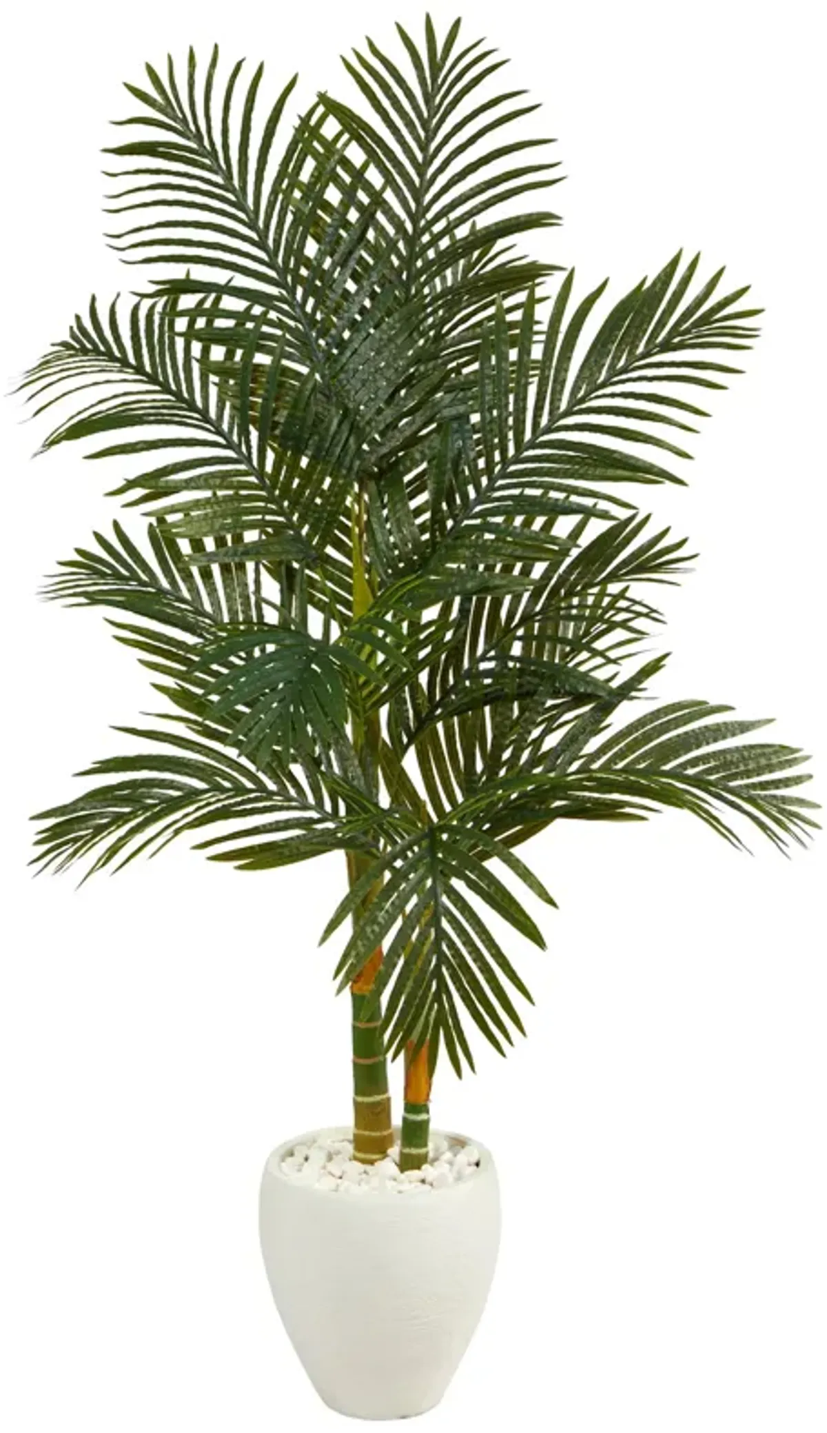 HomPlanti 5.5 Feet Golden Cane Artificial Palm Tree in White Planter