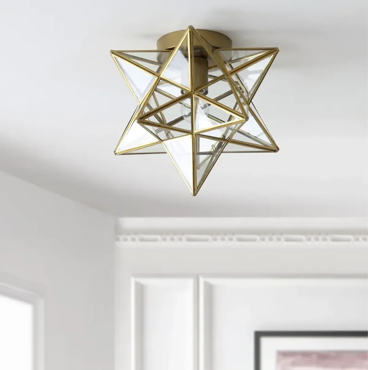 Stella Moravian Star Metal/Clear Glass LED Pendant