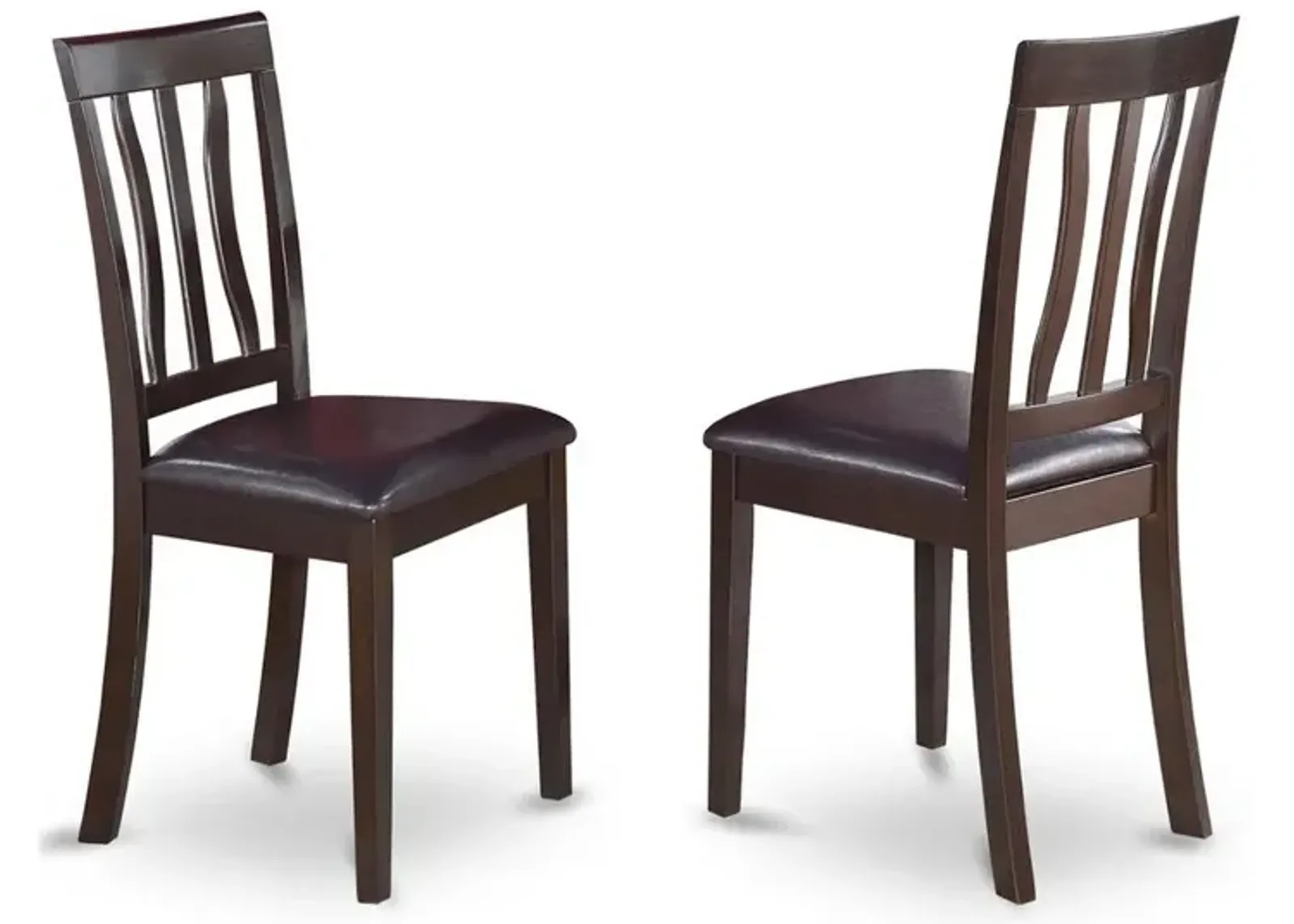 East West Furniture Antique  Dining  Chair  Faux  Leather  Seat  with  Cappuccino  Finish,  Set  of  2