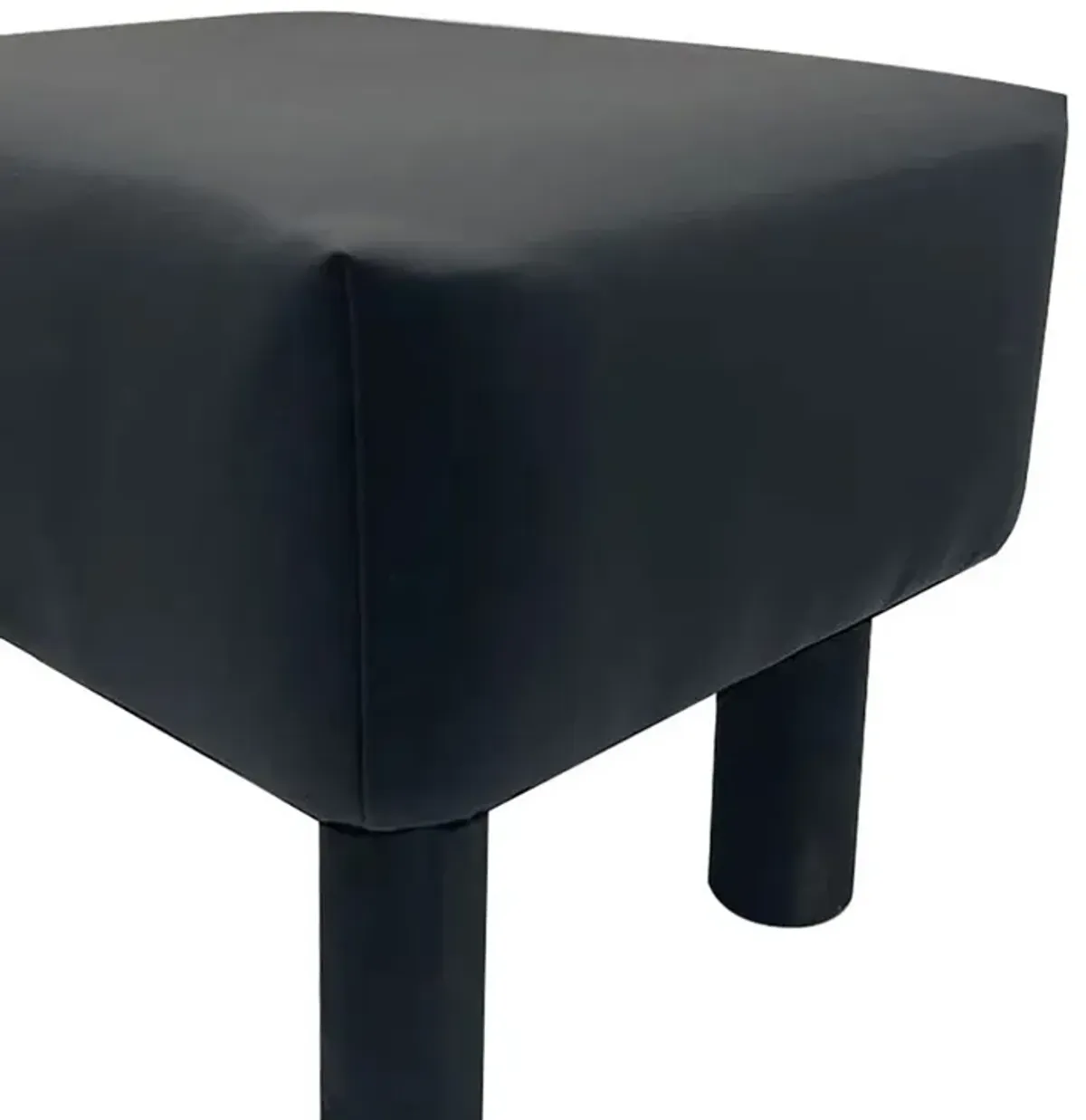 Ginni Footstool Ottoman Set of 2, Black Faux Leather, Soft Seat, Wood Legs