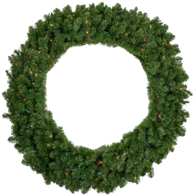 Pre-Lit Canadian Pine Artificial Christmas Wreath  48-Inch  Multicolor Lights