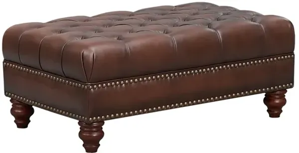 Alton Bay Top Grain Leather Ottoman