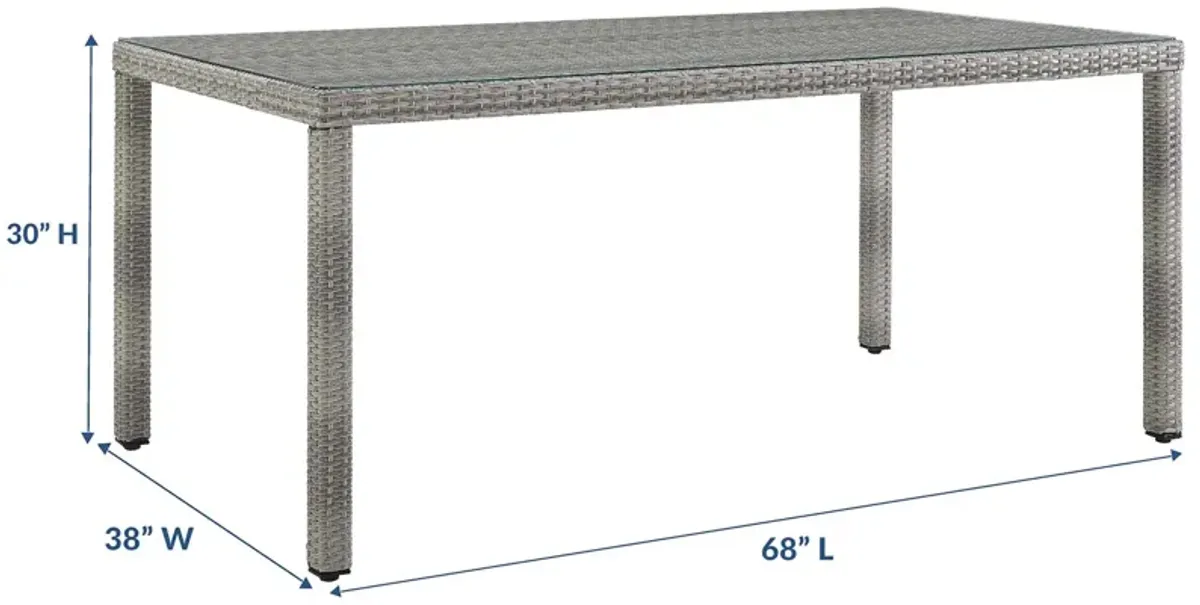 Modway - Aura 68" Outdoor Patio Wicker Rattan Dining Table Gray