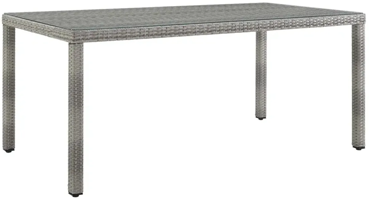 Modway - Aura 68" Outdoor Patio Wicker Rattan Dining Table Gray