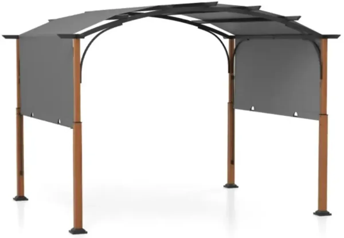 Hivvago 10 x 12 FT Outdoor Retractable Pergola with Retractable Canopy for Patio