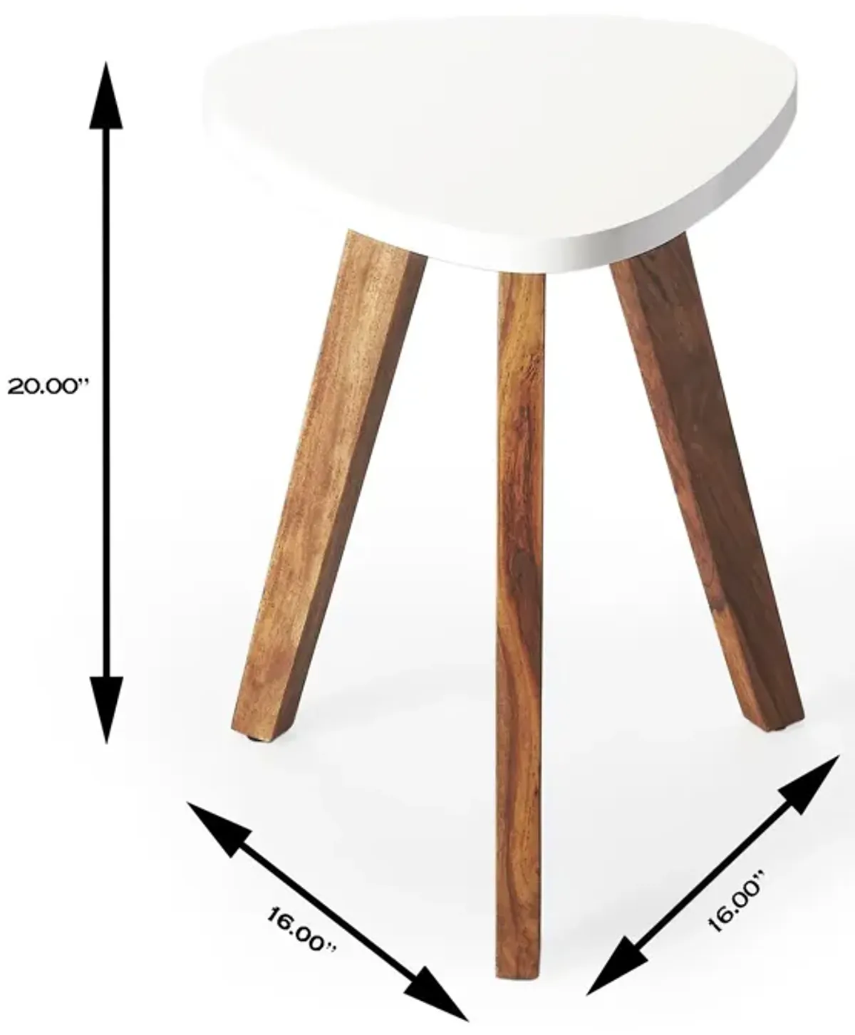 Homezia 20" White and Natural Wood Triangle End Table