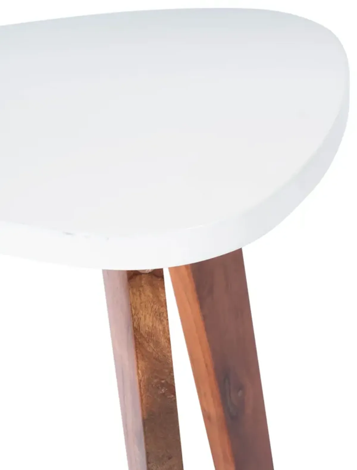 Homezia 20" White and Natural Wood Triangle End Table