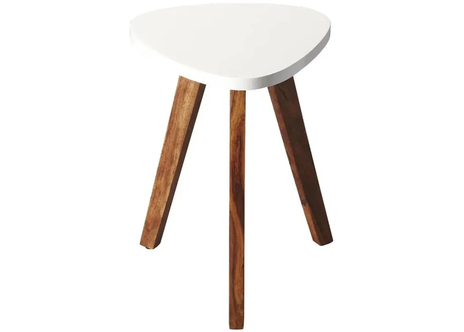 Homezia 20" White and Natural Wood Triangle End Table