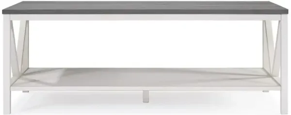 Walker Edison Farmhouse Style Two-Tone Coffee Table - Grey/White Wash, Belen Kox