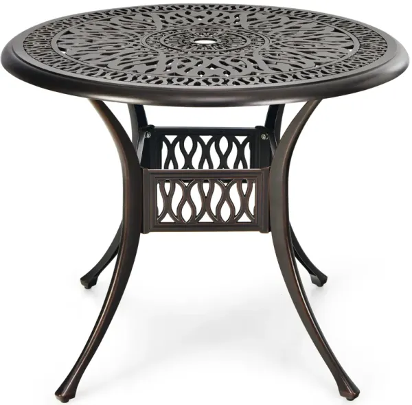 36 Inch Patio Round Dining Bistro Table with Umbrella Hole
