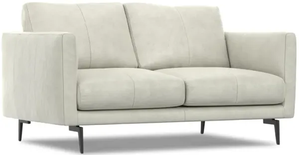 Stevens Modern, Mid - Century 60 inch Wide Sofa in Light Smoke Grey Genuine Leather