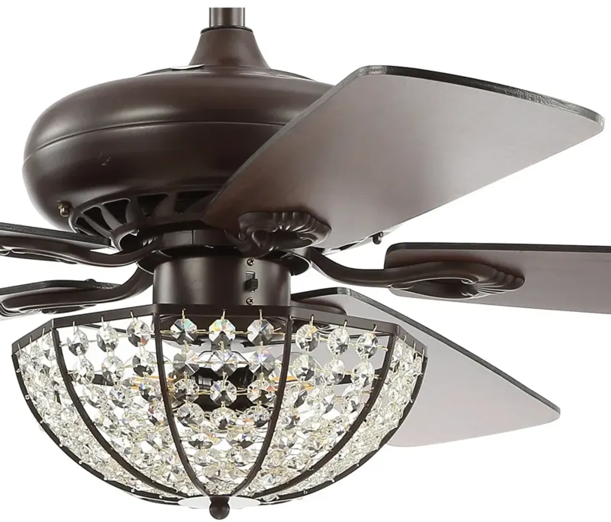 Joanna 3-Light Bronze Crystal LED Ceiling Fan With Remote