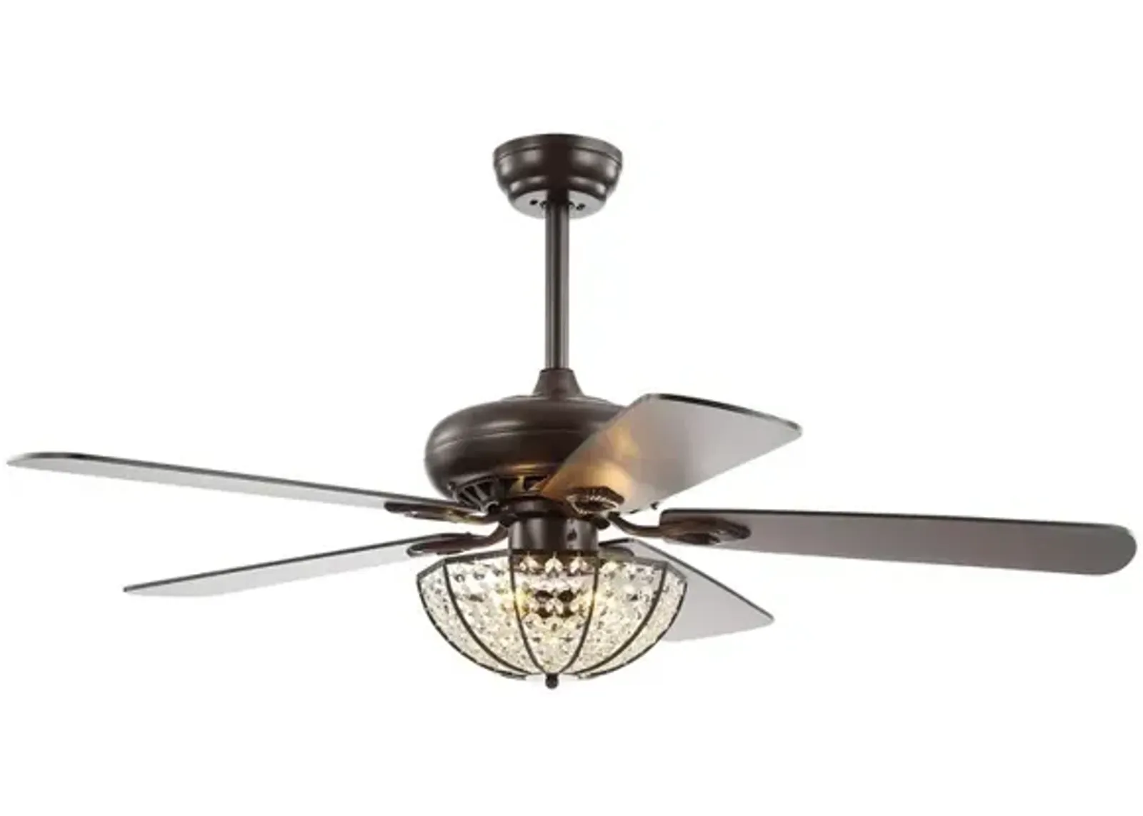 Joanna 3-Light Bronze Crystal LED Ceiling Fan With Remote