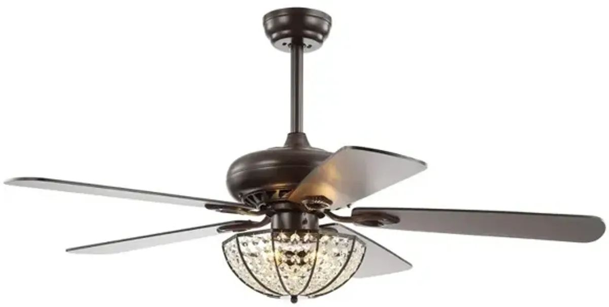 Joanna 3-Light Bronze Crystal LED Ceiling Fan With Remote