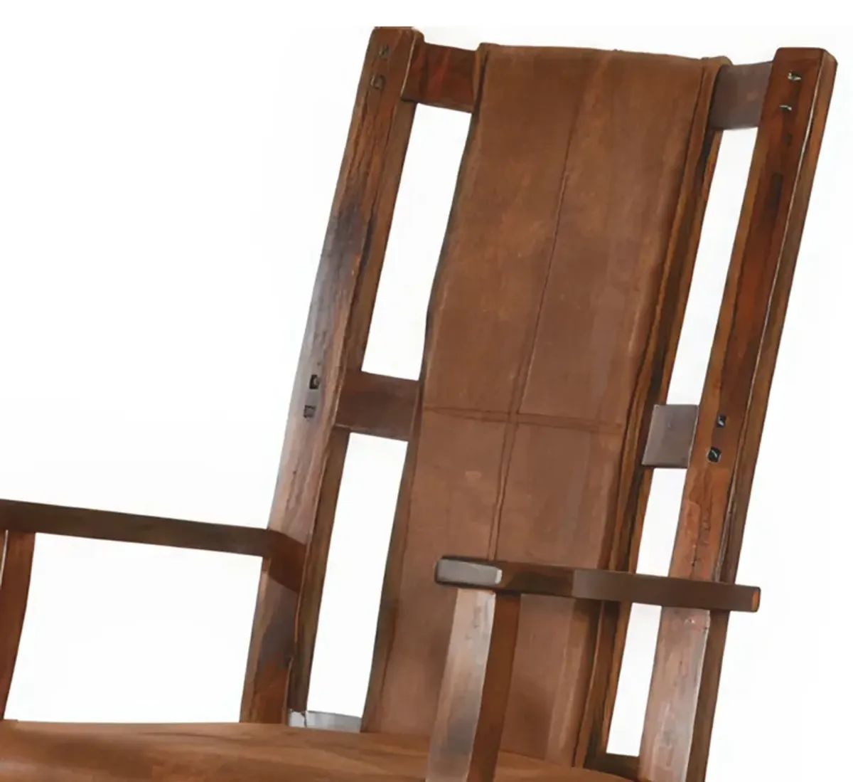 Odel Rocking Chair, Faux Leather Seat and Back, Dark Chocolate Brown - Benzara