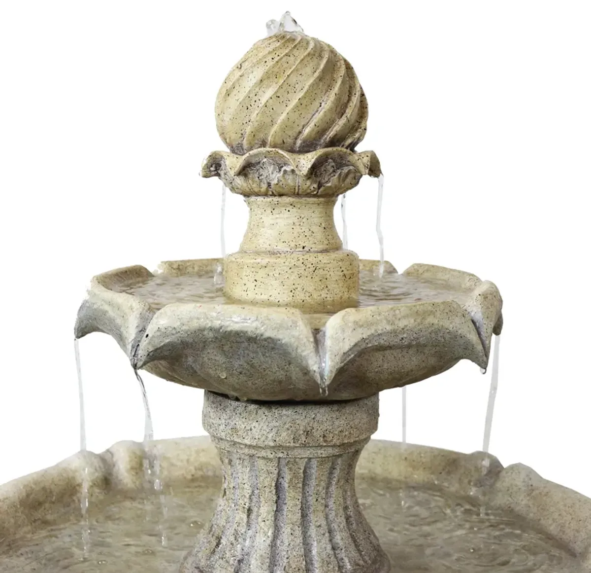 Sunnydaze Arcade Resin Outdoor 2-Tier Solar Fountain with Battery