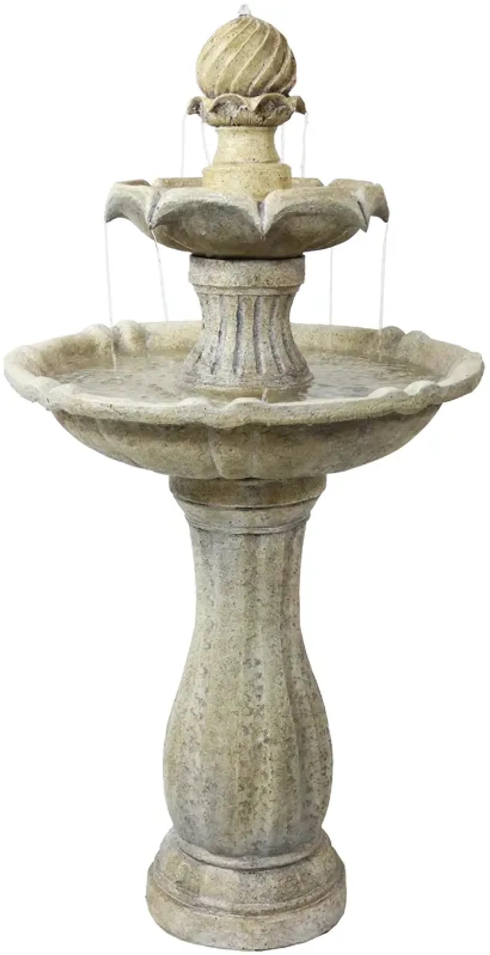 Sunnydaze Arcade Resin Outdoor 2-Tier Solar Fountain with Battery