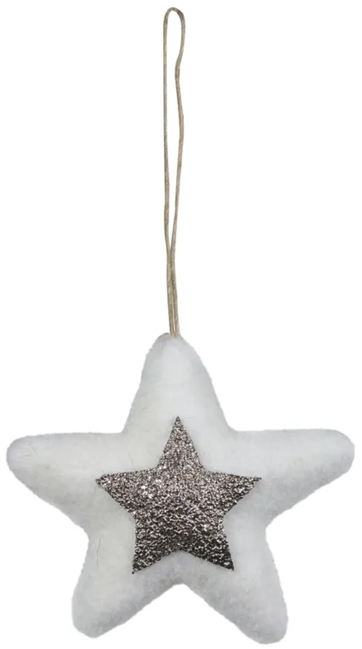 3.75" White and Silver Star Hanging Christmas Ornament