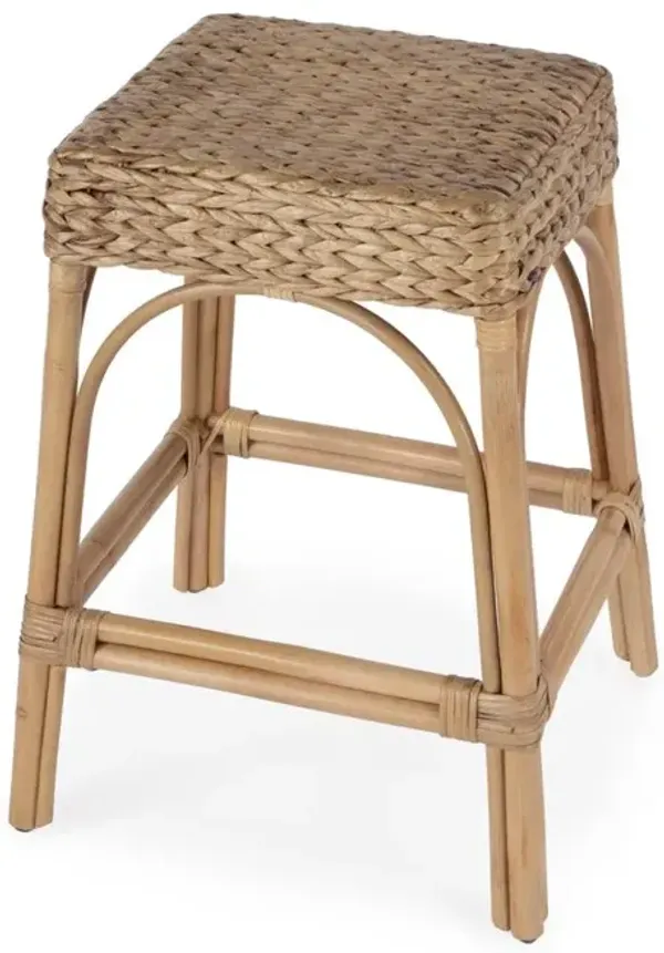 Butler Specialty Robias 24.5 Rectangular Rattan and Water Hyacinth Counter Stool, Light Brown