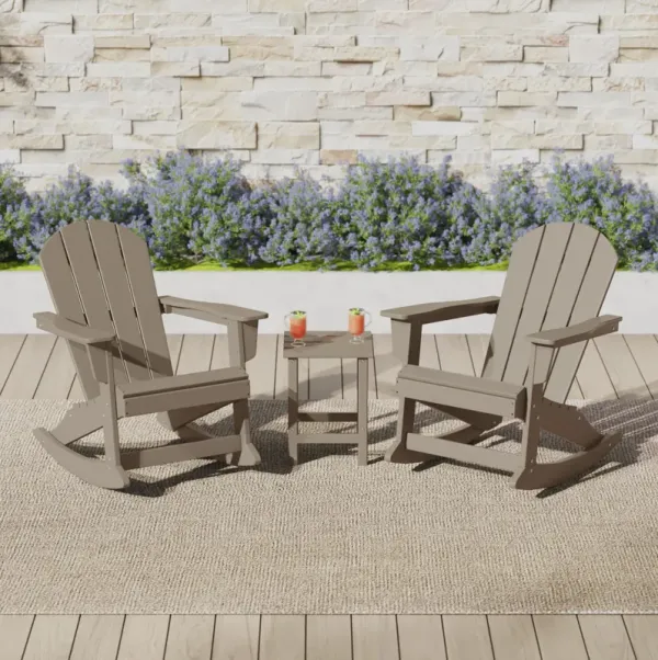 WestinTrends 3-Piece set Outdoor / Patio Poly Adirondack rocking chairs with a side table ( 2 seater )