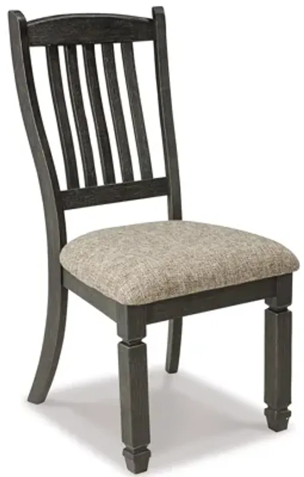 Trekk Dining Side Chair Set of 2, Slat Back Tapered Legs, Black Wood - Benzara