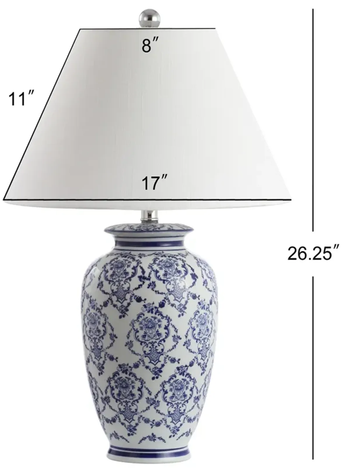 Juliana 26.25" Chinoiserie Ceramic LED Table Lamp, Blue/White