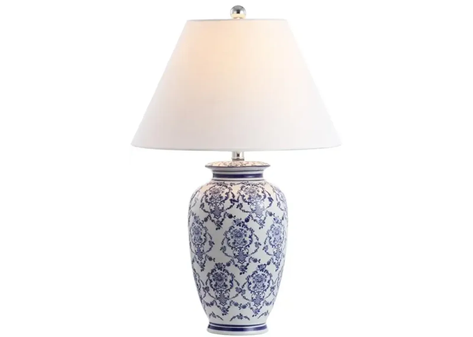 Juliana 26.25" Chinoiserie Ceramic LED Table Lamp, Blue/White