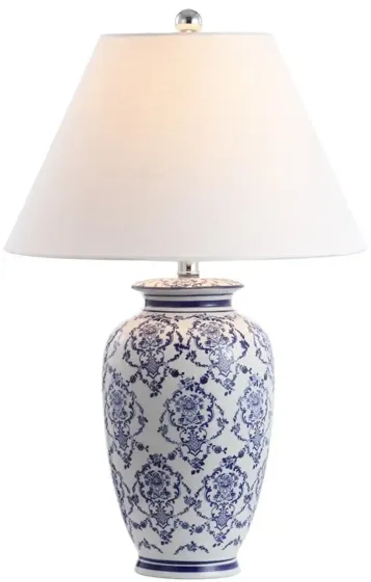 Juliana 26.25" Chinoiserie Ceramic LED Table Lamp, Blue/White