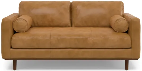 Morrison 72 inch Wide Mid-Century Modern Sofa in Sienna Top Grain Genuine Leather