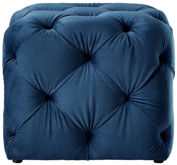 Hivvago 20" Navy Blue Velvet Cube Ottoman