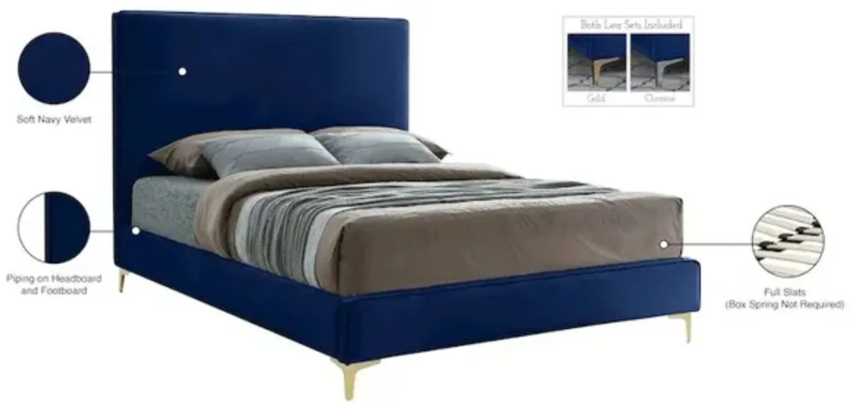 Meridian Furniture Geri Navy Velvet Full Bed