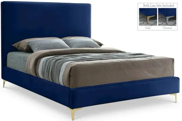 Meridian Furniture Geri Navy Velvet Full Bed