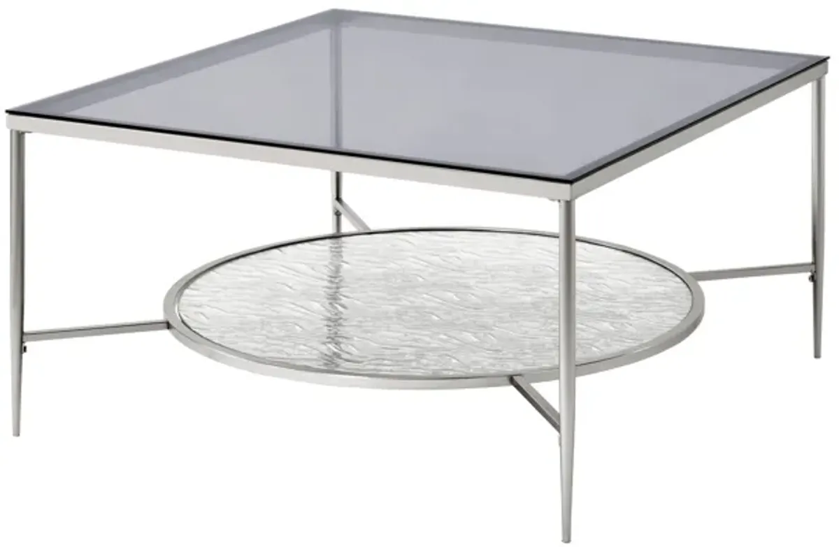 ACME Adelrik Coffee Table, Glass & Chrome Finish