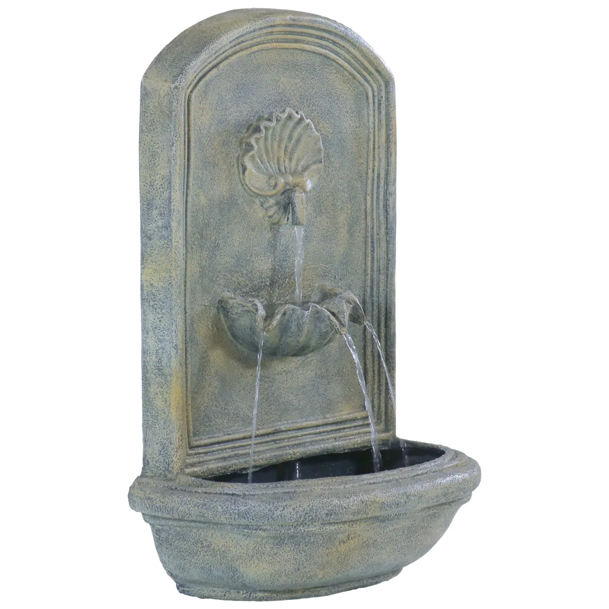 Sunnydaze Seaside Polystone Outdoor Solar Wall Fountain