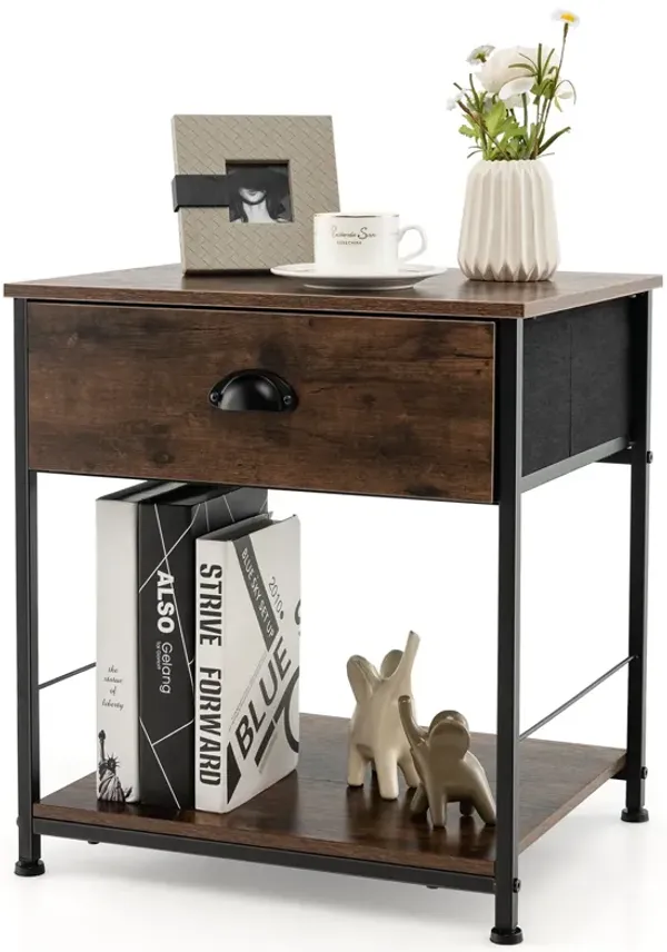 2-Tier Open Shelf Nightstand for Bedroom and Living Room Organization