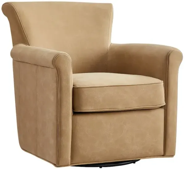 Winton Faux Leather Swivel Accent Chair - Honey Brown
