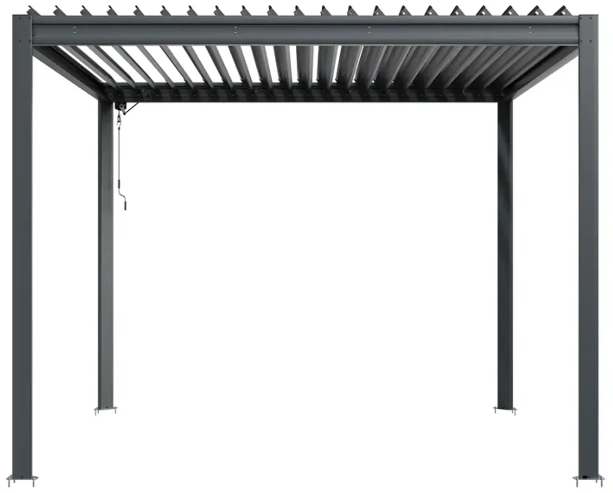 MONDAWE 10X10FT Outdoor Louvered Aluminum Pergola with Adjustable Roof and Efficient Drainage System for Patio, Deck, Garden