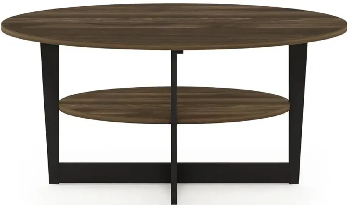 Furinno JAYA Oval Coffee Table, Columbia Walnut/Black